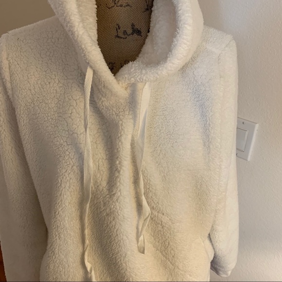 Banana republic white Sherpa hoodie L - Picture 3 of 5